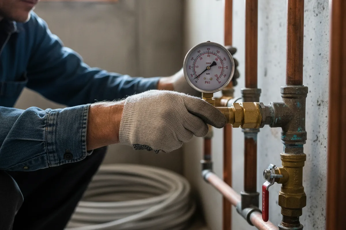 Pressure testing a repaired line during Water Line Repair in Old Saybrook